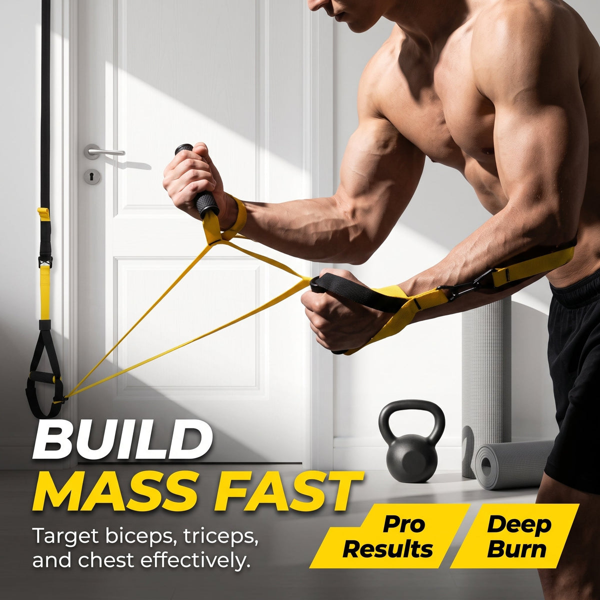 💪 225LBS Heavy Duty Cable Resistance Band Home Gym Training Set